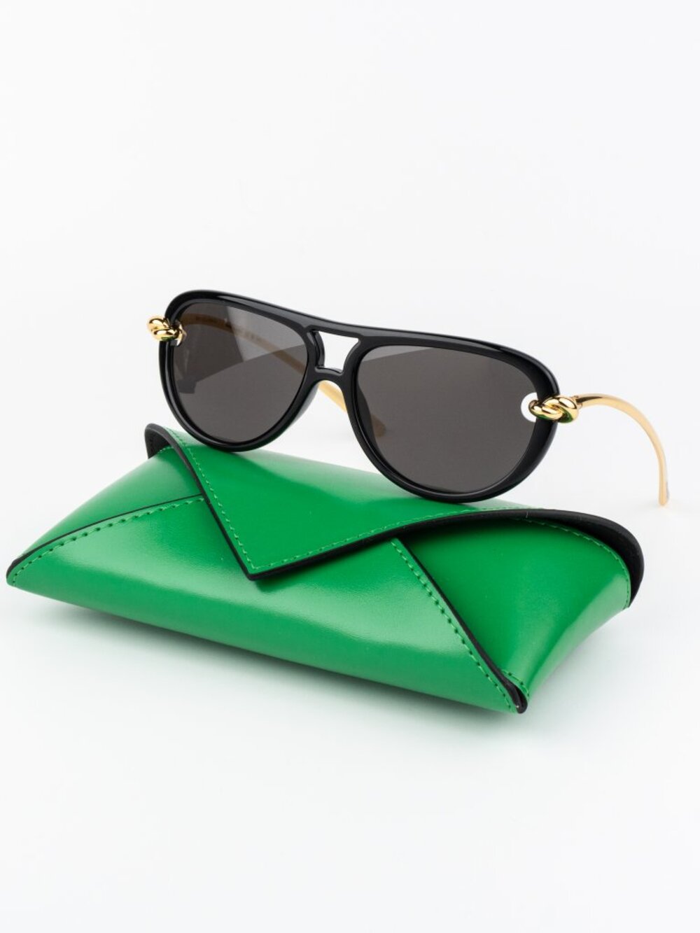 Bottega Veneta Women Sunglasses Black Gold Grey BV1418S 005 NEW AUTHENTIC